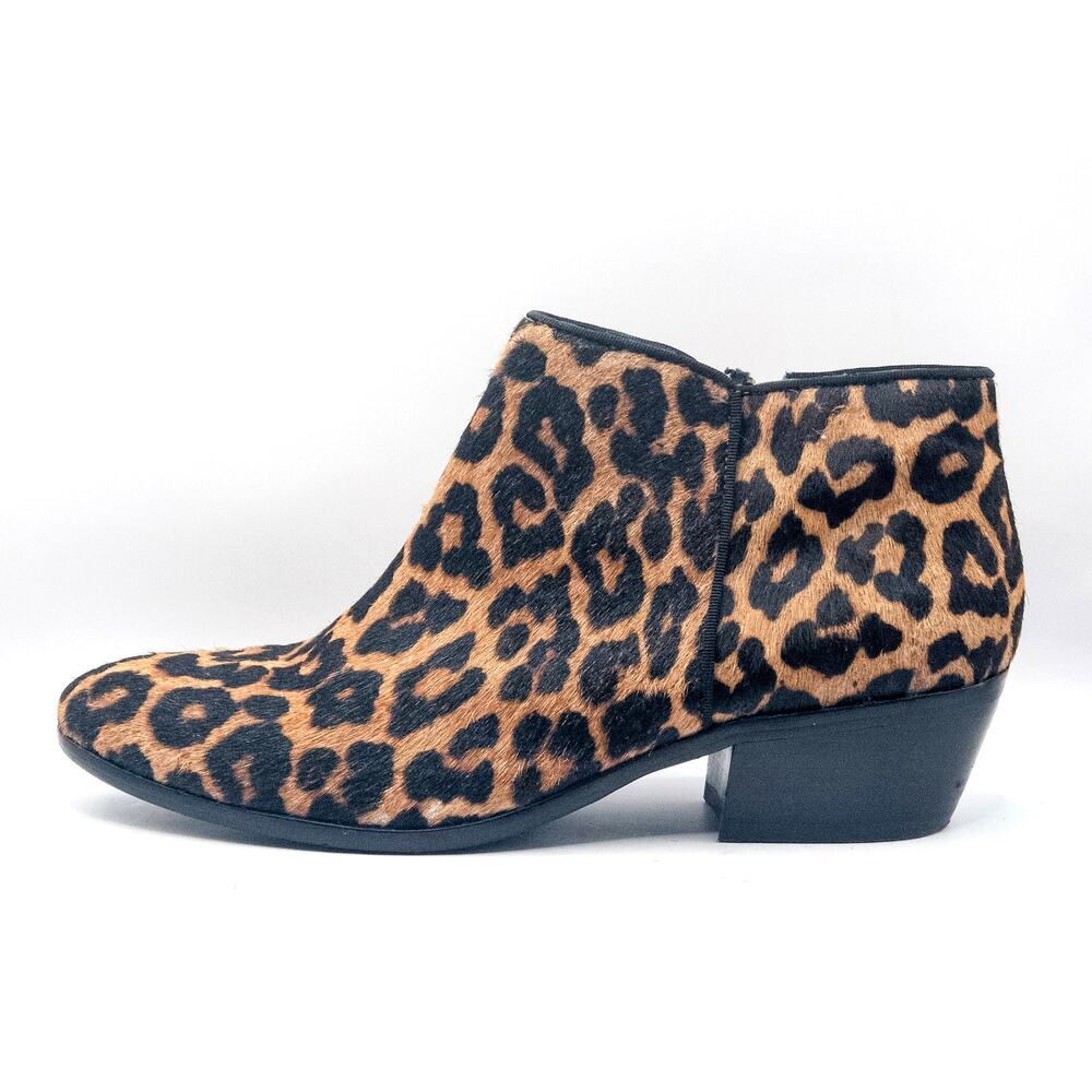 Sam Edelman Ankle Boots US Size 9.5 Orange Leopard Edgy Glam Stacked Heel - Picture 4 of 9